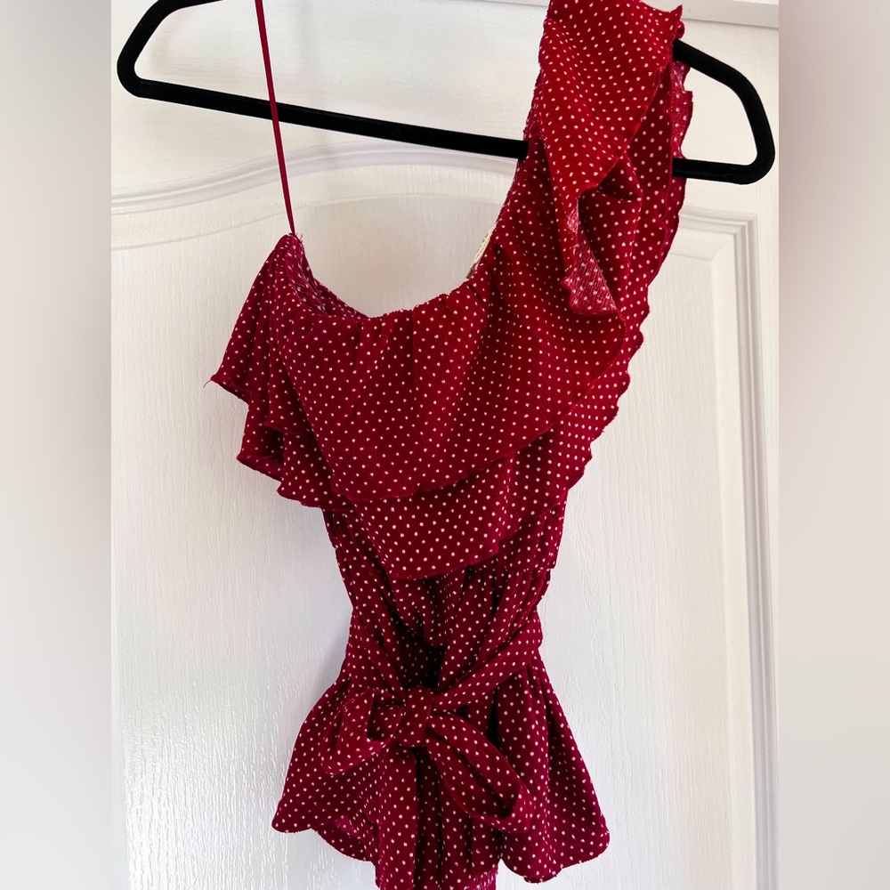 Maeve Burgundy Rita Ruffled Blouse - Picture 2 of 6